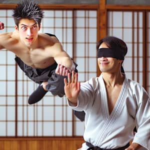 Toji Fushiguro vs. Gojo Satoru: Martial Arts Battle in Traditional Dojo