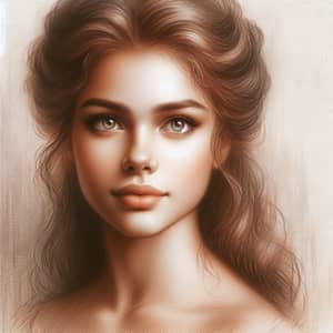 Renaissance-Style Portrait of Beautiful Young Woman in Warm Tones