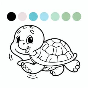 Playful Turtle Coloring Page - Classic Children's Book Style