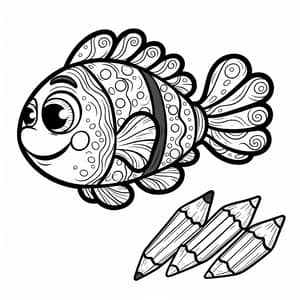 Fun & Playful Cartoon Fish Sketch for Kids Coloring | Classic Style