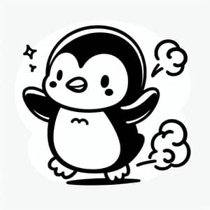 Playful Penguin Cartoon for Kids | Coloring Page