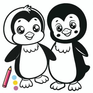 Cartoon Penguin Coloring Page for Kids | Simple Black and White Design