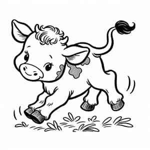 Playful Cartoon Image of a Calf for Coloring | Traditional Children's Style