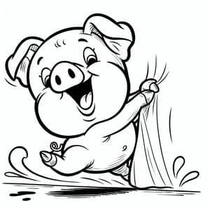 Playful Pig Coloring Illustration for Children