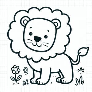 Simplistic Cartoon Lion Coloring Page for 3-Year-Olds