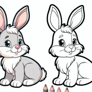 Playful Cartoon Rabbit for Kids to Color - Fun Coloring Image