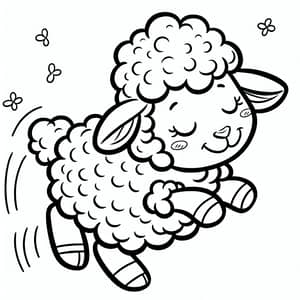 Playful & Energetic Sheep Coloring Page for 7-year-olds