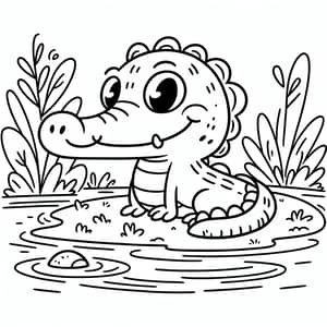 Friendly Crocodile Coloring Page for Kids | Fun Illustration