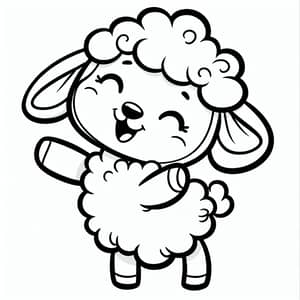 Playful Sheep Cartoon for Coloring | Classic Children's Book Design