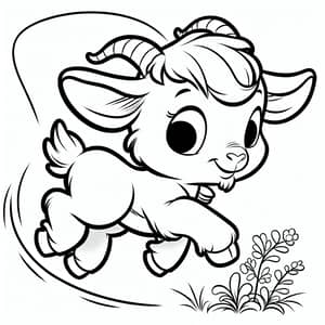 Playful Goat Cartoon Illustration for Children's Coloring