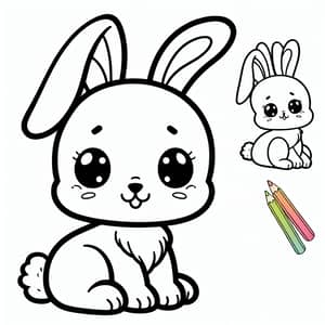 Cute Bunny Line Art Illustration for 4-Year-Olds