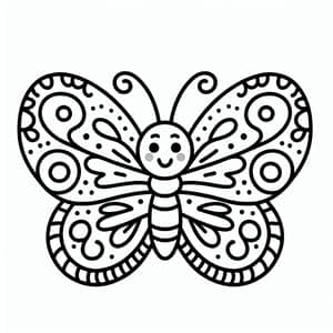 Simple Cartoon Butterfly | Coloring Design for Kids