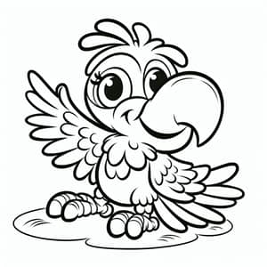 Classic Style Children's Parrot Coloring Sketch | Suitable for 7-Year-Olds