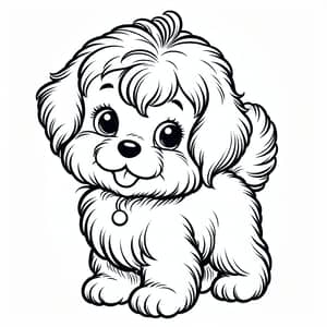 Adorable Dog Drawing for Kids - Line Art Illustration