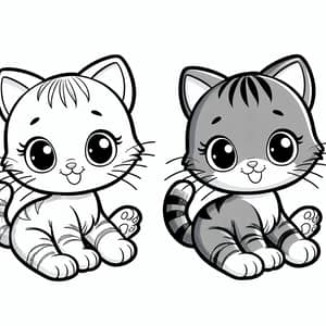 Simplified and Lively Cartoon of a Playful Kitten