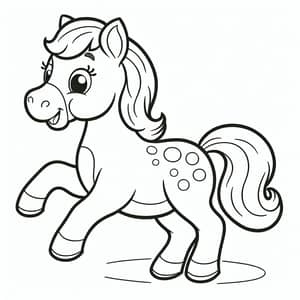 Playful Horse Coloring Page for Kids | Printable Cartoon Design