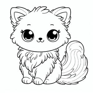 Simple Cute Fluffy Cat Coloring Page for Kids | Coloring Fun