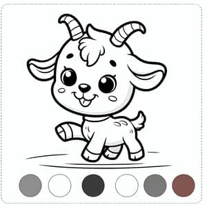 Playful Goat Cartoon Coloring Illustration for 3-Year-Old Kids