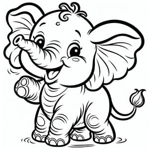 Vintage Cartoon Elephant Coloring Page for Kids | Fun & Creative Activity