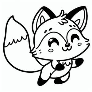 Playful Fox Coloring Page for Kids | Children's Book Style