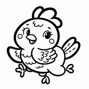 Playful Chicken Coloring Page for Kids
