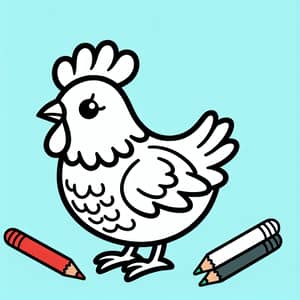 Chicken Coloring Page: Vintage Style Children's Book Illustration