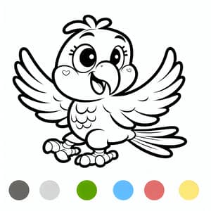 Playful Parrot Cartoon for Creative Kids | Coloring Page