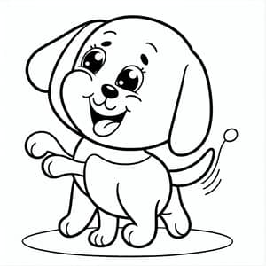Playful Dog Cartoon for 7-Year-Old to Color