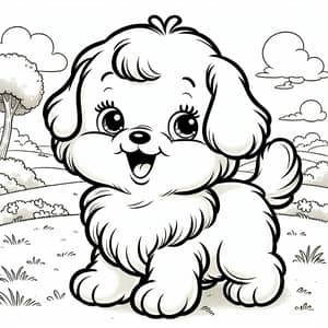 Cute and Friendly Dog Illustration for Kids | Easy-to-Color Style