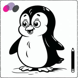 Humorous Penguin Coloring Illustration for Kids