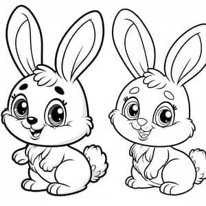 Playful Rabbit Coloring Page for Kids | Classic Cartoon Illustration