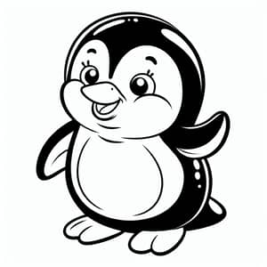 Humorous Penguin Coloring Page for Kids | Classic Illustration