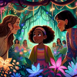 Enchanted Forest Reunion: Young African Girl & Sisters