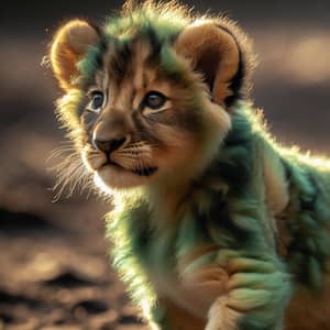 Baby Male Lion with Green Mane | Majestic and Unique