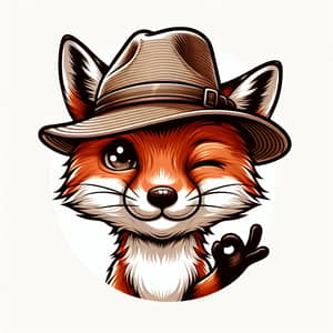 Adorable Fox in Stylish Hat | Cute Winking Gesture