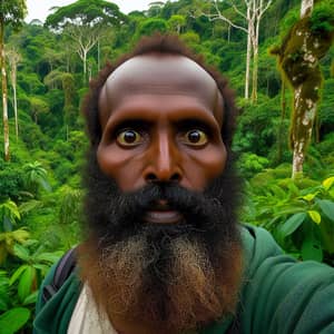 Surprised Somali Man with a Beard in Brazilian Rainforest