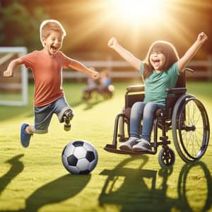 Inclusive Football Game: Kids Enjoying Playtime Together