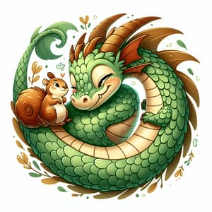 Enchanting Little Dragon and Squirrel Playful Interaction