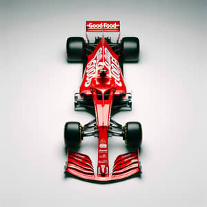 Red Formula 1 Car with Good Food Logo | Speed & Style Fusion