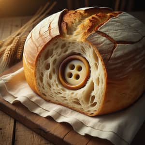 Button Found Inside Loaf | Rustic Kitchen Scene
