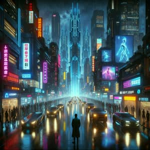Cyberpunk World: Neon-Lit Skyscrapers & High-Tech Streets