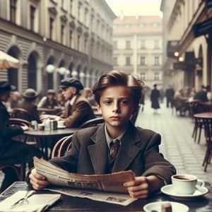 Vintage 1930s Boy in Warsaw Café | Retro Style Image