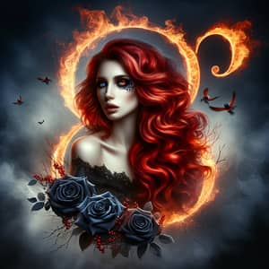 Mystical Gothic Art with Vampire Girl and Number 8 | High Detail