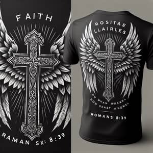 Faith Tees Logo T-Shirt with Cross and Romans 8:39 Verse