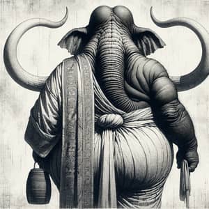 Surreal Religious Figure with Large Tusks | Digital Art