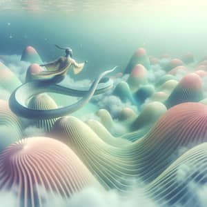 Whimsical Underwater Landscape with Middle-Eastern Mermaid