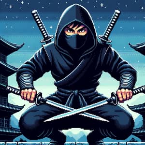 Ninja Warrior Pixel Art Illustration | Ready for Battle