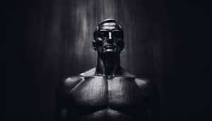 Stoic Statue Against Dark Background