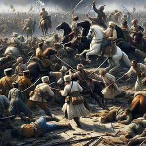 Dramatic Historical Battlefield with Cossack Combat Scene