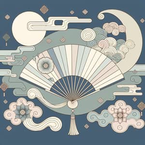 Dreamy Dunhuang Style Pale Color Fan with Apsaras and Auspicious Clouds